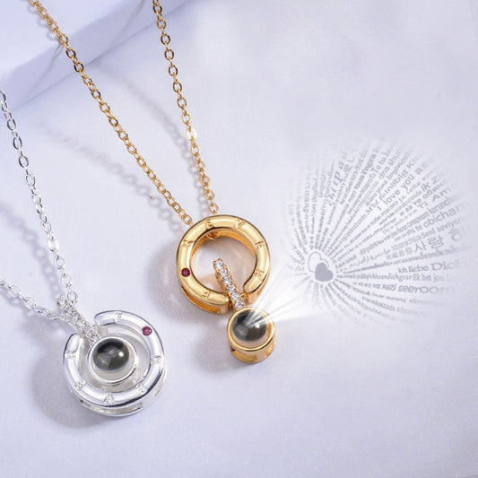 100 Languages "I Love You" Projection Pendant – Romantic Light Reveal Necklace