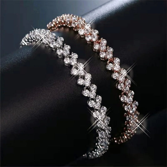 Roman Imitation Crystal Geometric Chain Bracelet