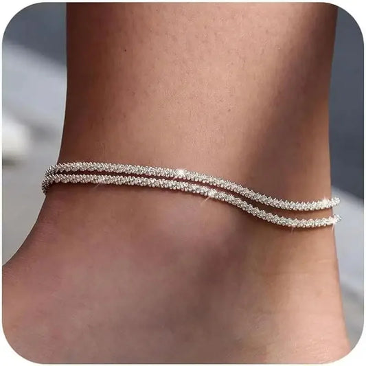 Dainty Layered Glitter Anklet