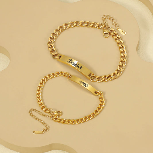 Personalized Couple Bracelet Set with Custom Name