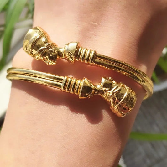 Egyptian Queen Nefertiti Stainless Steel Cuff Bracelet – Adjustable African Bangle