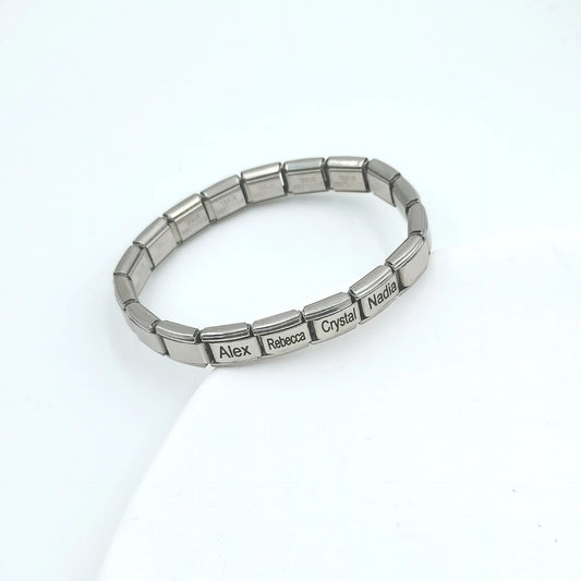 Engraved Name Bracelet With 18 Link Italian Charm Bracelet