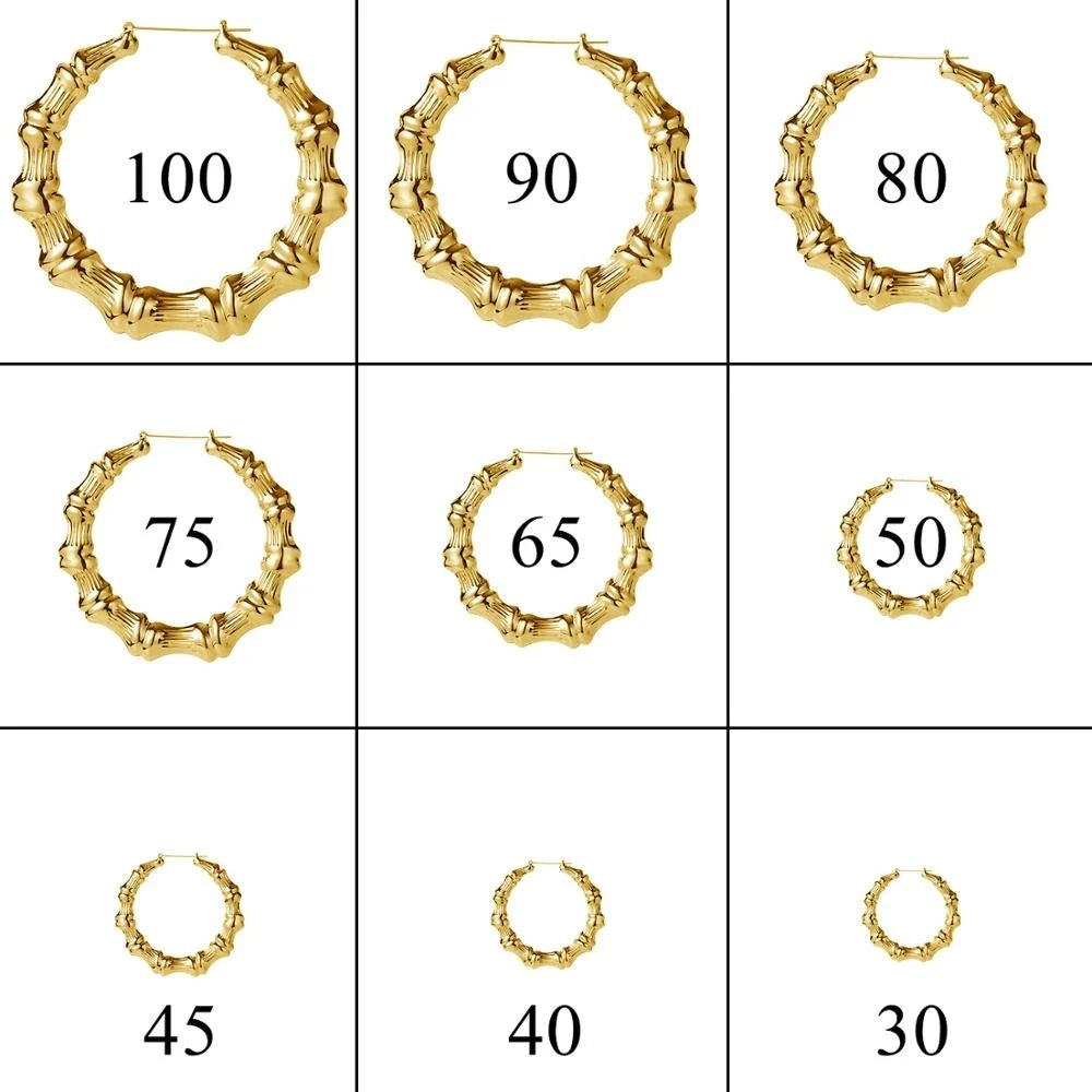 Gold hoop earrings with varying sizes and numbers displayed on a white background