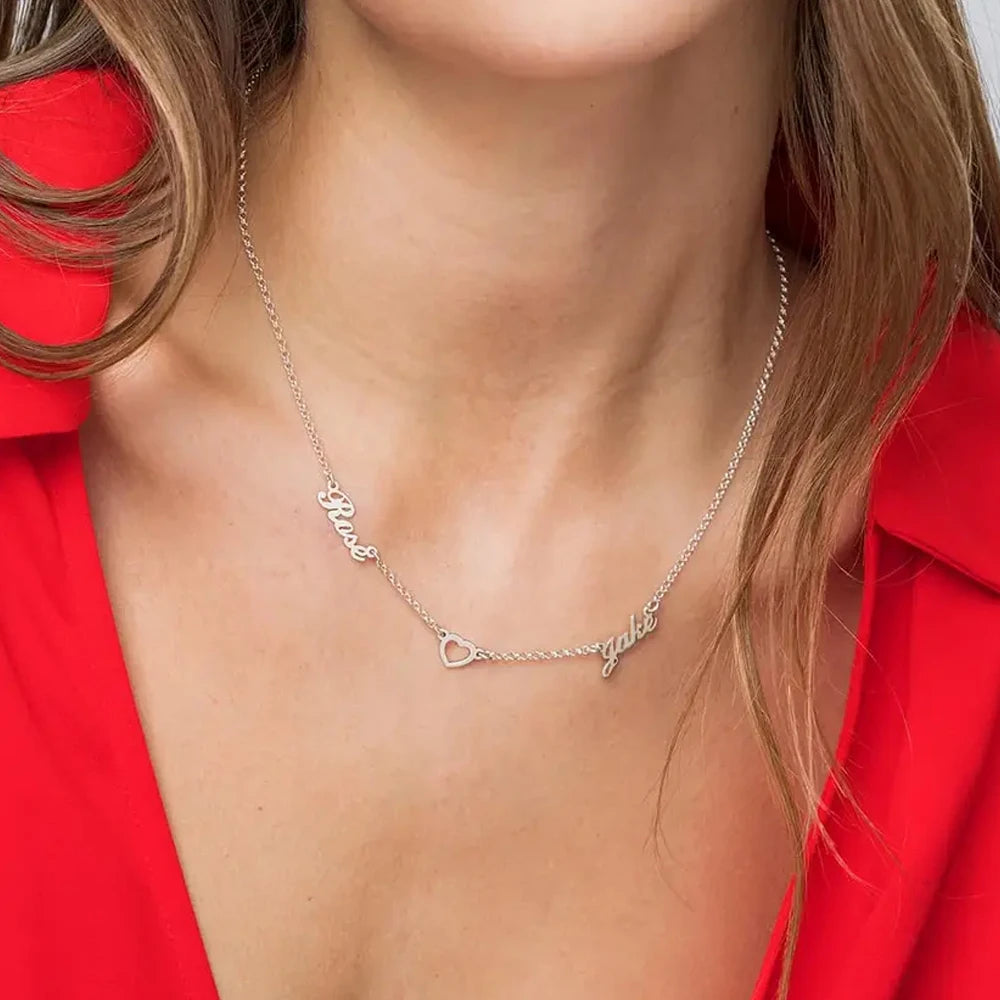 Lemegeton Custom Multiple Name Necklace – Personalized Stainless Steel Family Jewelry