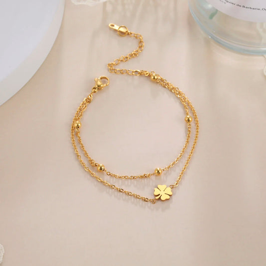 Skyrim Four-Leaf Clover Silver Anklet