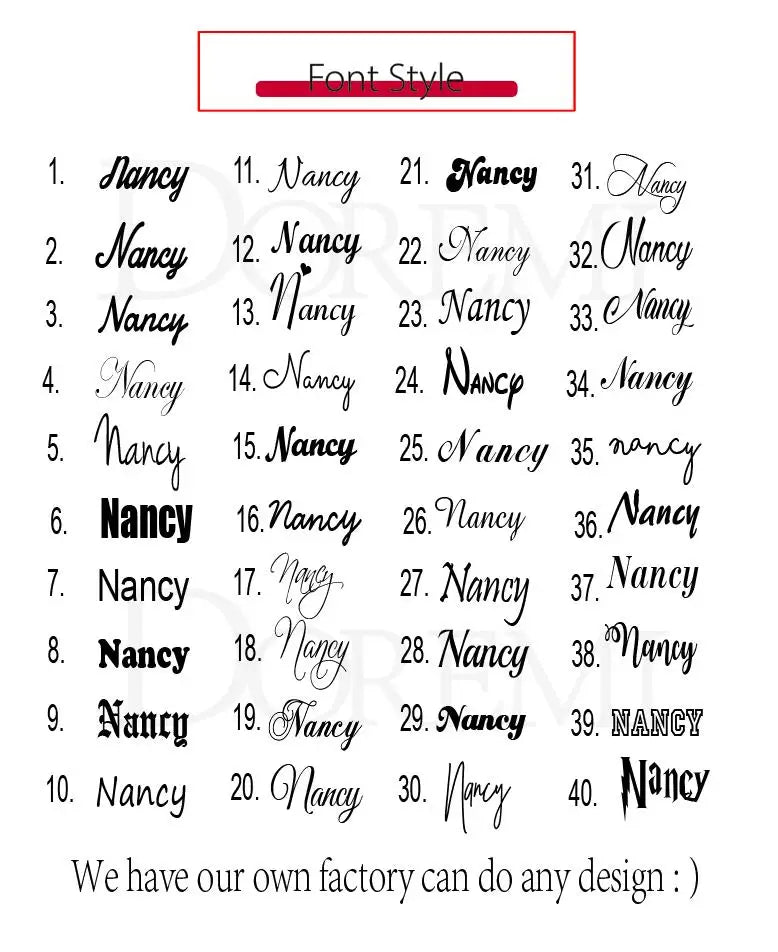 Various styles of the name 'Nancy' in different fonts on a white background.
