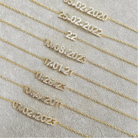 Custom Name Date Bracelet Crystal Birthstone