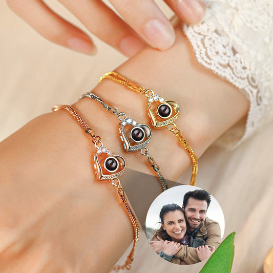18K Gold Personalized Projection Bracelet Custom Photo Love Bracelet for Women