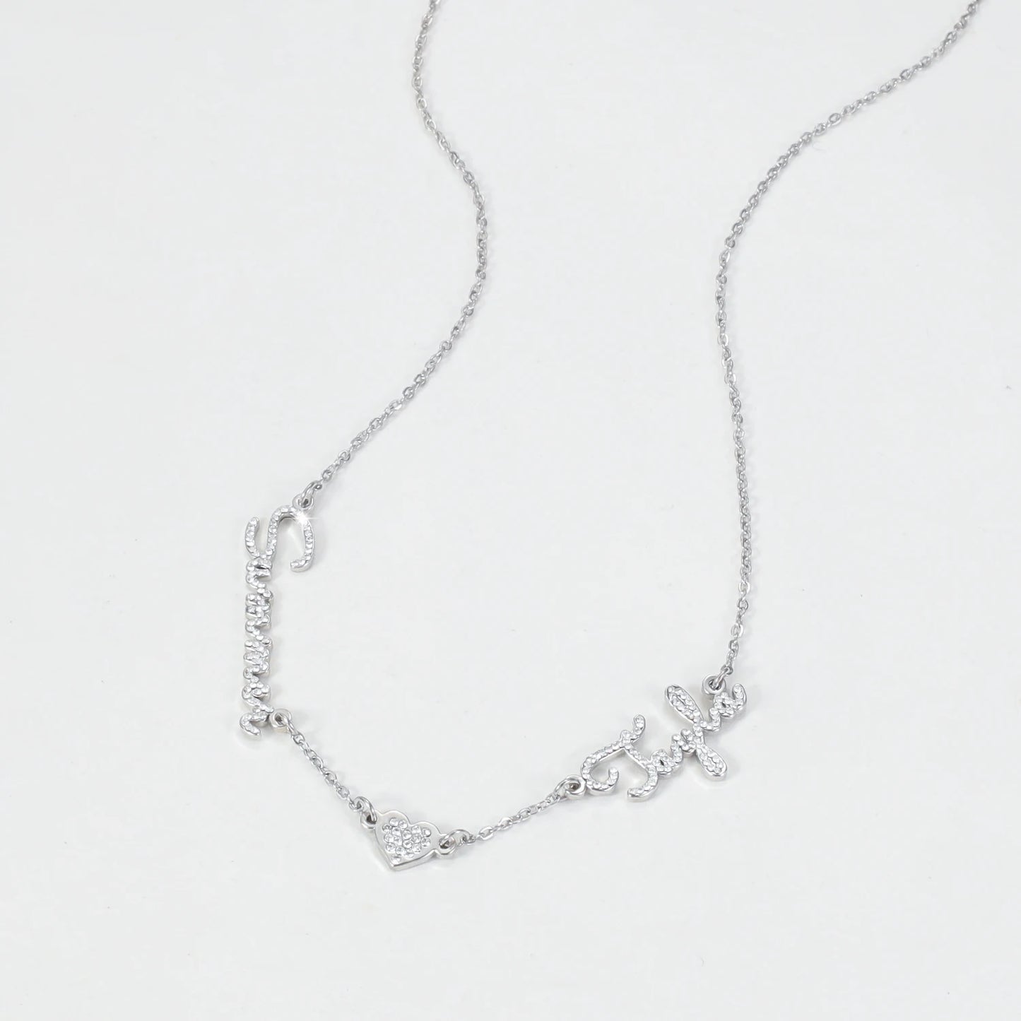 Custom Names Necklace Personalized CZ Stone Gold Stainless Steel