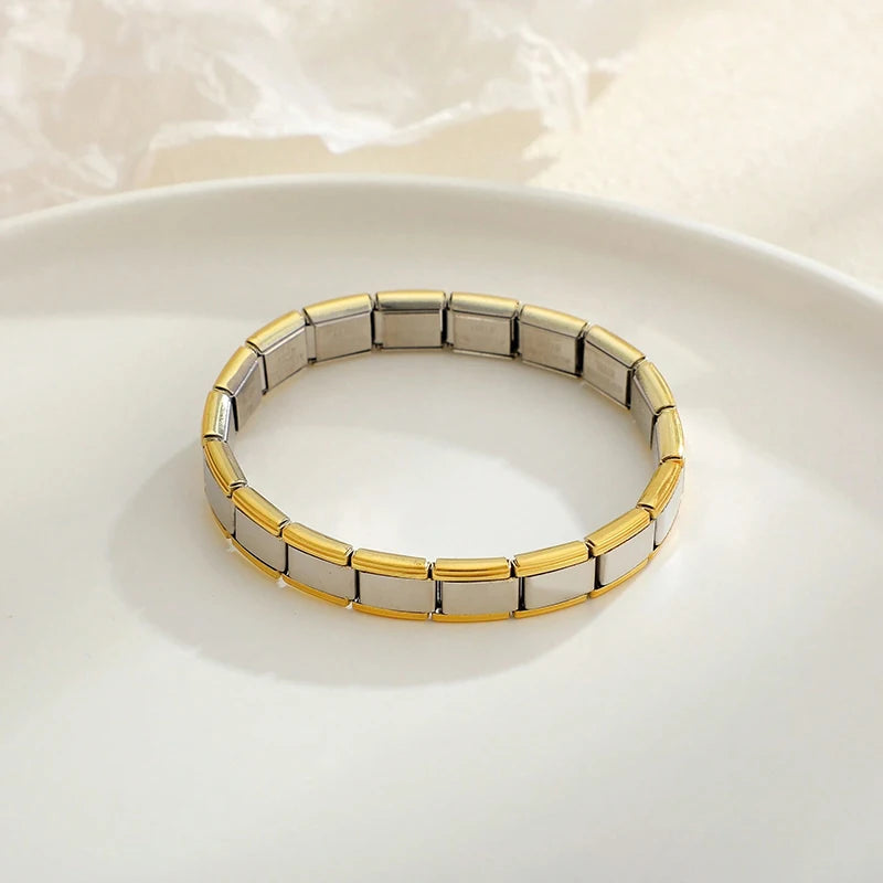 Italian Charm Stainless Steel Elastic Modular Bracelet