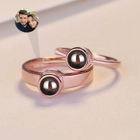Personalized Photo Projection Couples Rings (2pc Set)