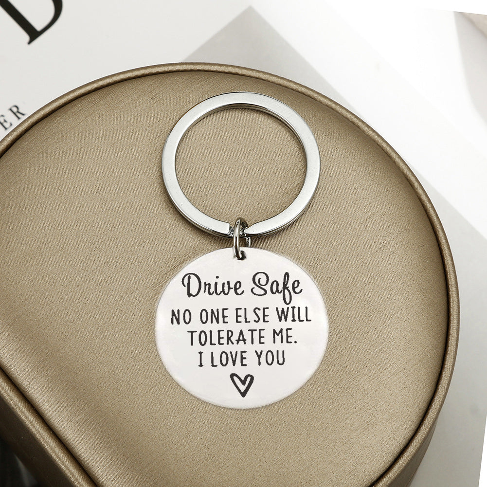 Driving safety stainless steel keychain Couple