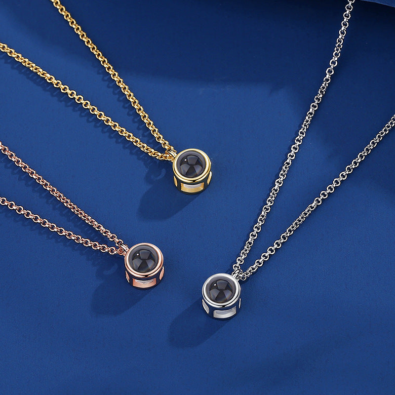 Personalized Photo Projection Necklace – Unisex Geometric Pendant with Hidden Picture