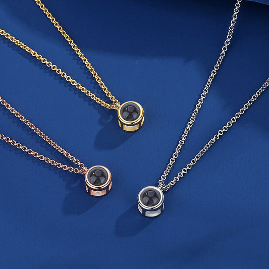 Personalized Photo Projection Necklace – Unisex Geometric Pendant with Hidden Picture