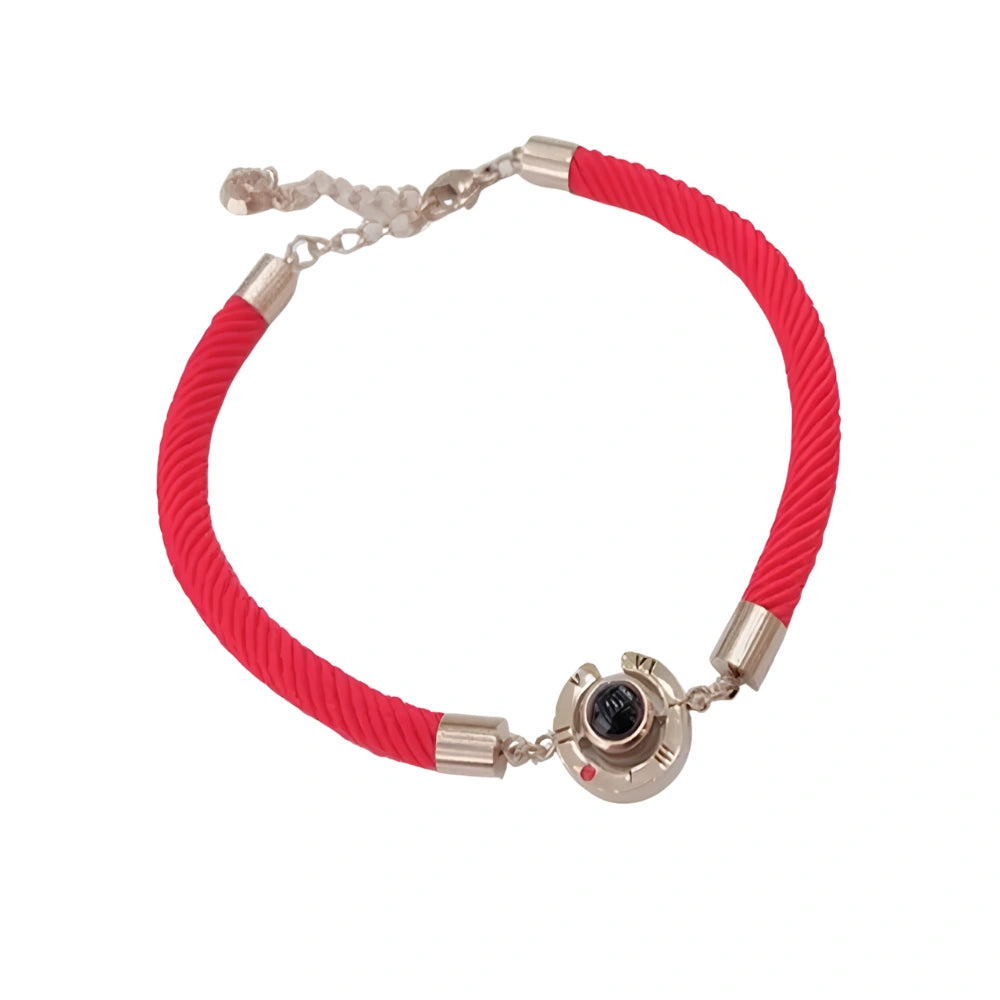 100 Languages "I Love You" Crystal Charm Bracelet red round shape