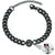 Black chain collar with a button clasp on a white background with a photo projection feature