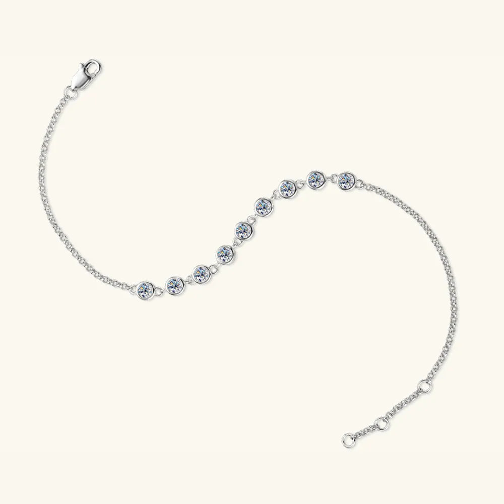 Inlaid Moissanite Sterling Silver Bracelet