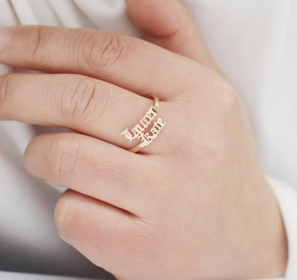 Personalized Double Names Ring - Adjustable  collares