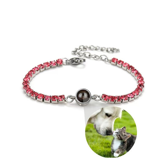 Custom Photo Projection Bracelet with Colored Diamonds