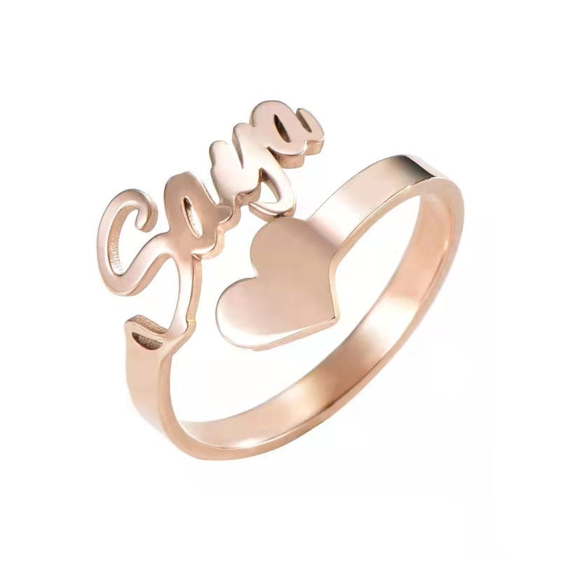 Personalized Name Heart Ring