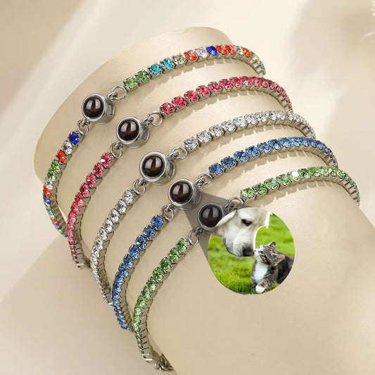 Custom Photo Projection Bracelet with Colored Diamonds
