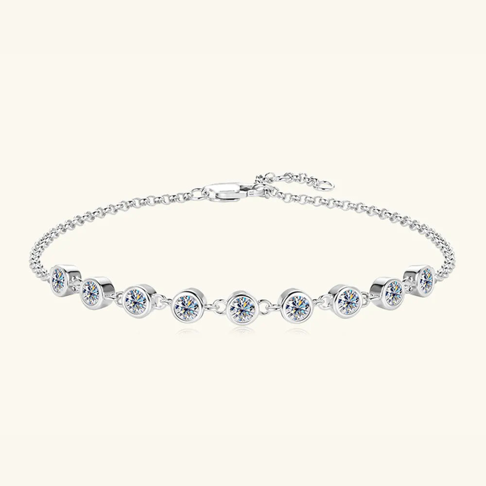 Inlaid Moissanite Sterling Silver Bracelet