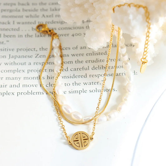 Titanium Steel Pearl Bracelet