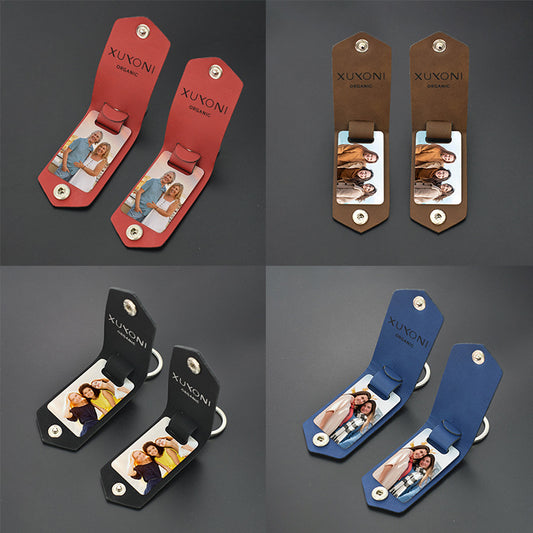 Custom Overprint Photo Leather Keychain – Detachable & Modern Art Design