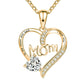 Mom heart-shaped engraved diamond necklace Mother's Day gift