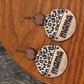 Leopard Print Wooden "Mama" Earrings – Round Statement Dangle Pair