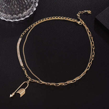 Gold Double Layer Arrow Necklace