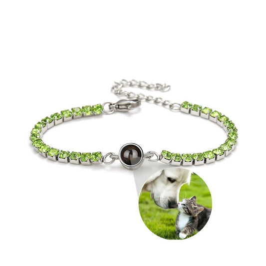 Custom Photo Projection Bracelet with Colored Diamonds
