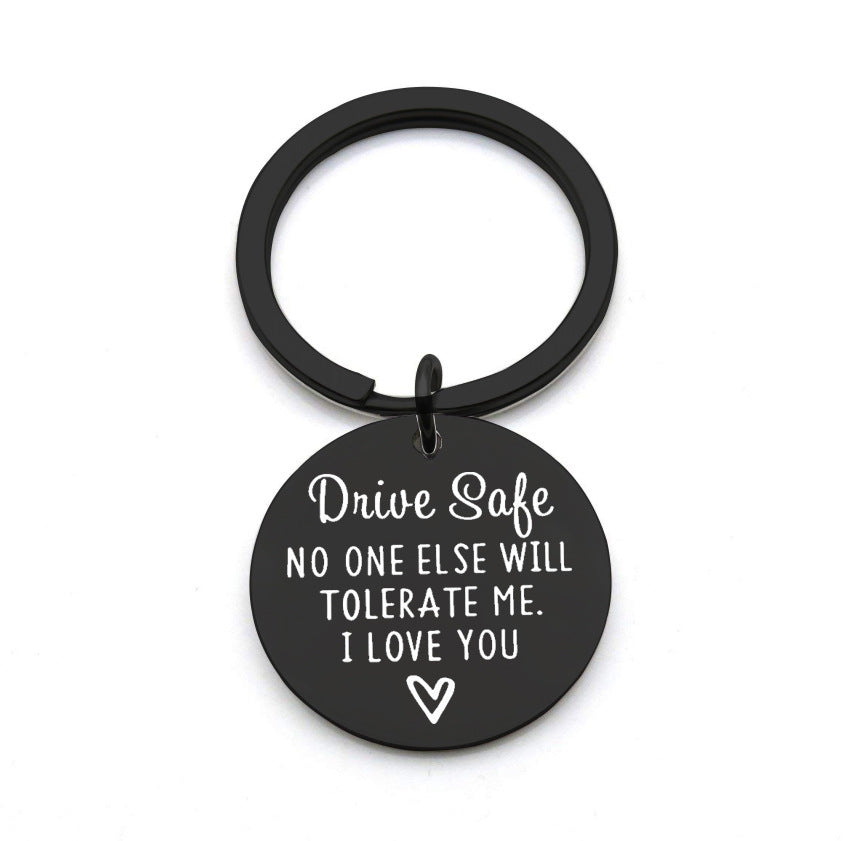 Driving safety stainless steel keychain Couple