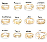 Stainless Steel 12 Constellation Letter Letter Ring