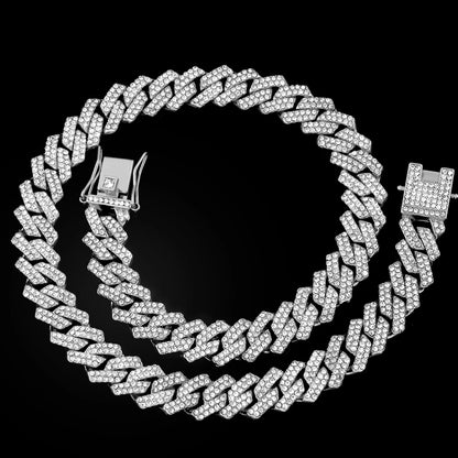 20-Inch Double-Drain Cuban Chain Ice-Frozen Hip-Hop Necklace
