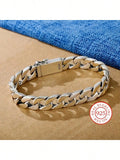 Unisex Sterling Silver Vintage Cuban Link Chain Bracelet