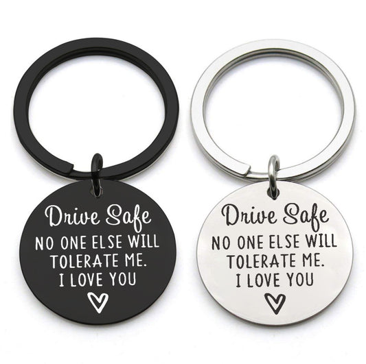 Driving safety stainless steel keychain Couple