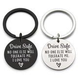 Driving safety stainless steel keychain Couple