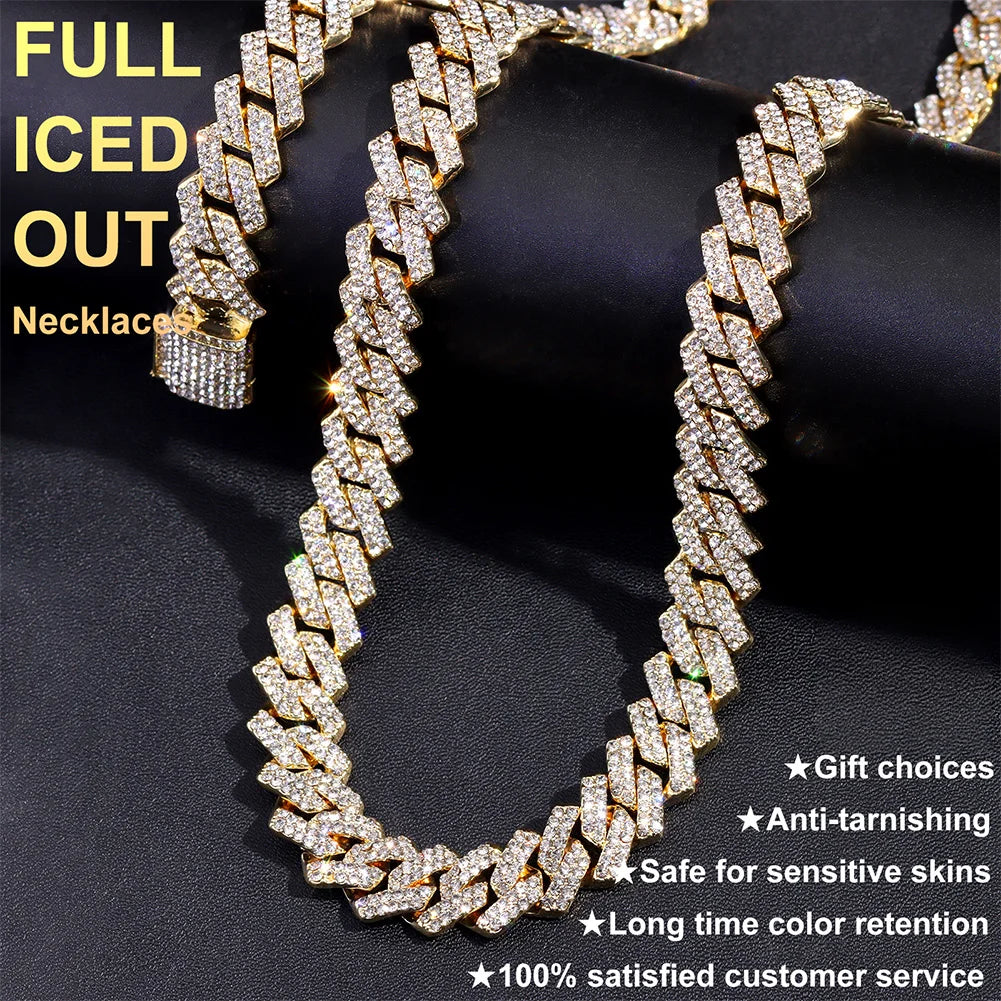 20-Inch Double-Drain Cuban Chain Ice-Frozen Hip-Hop Necklace