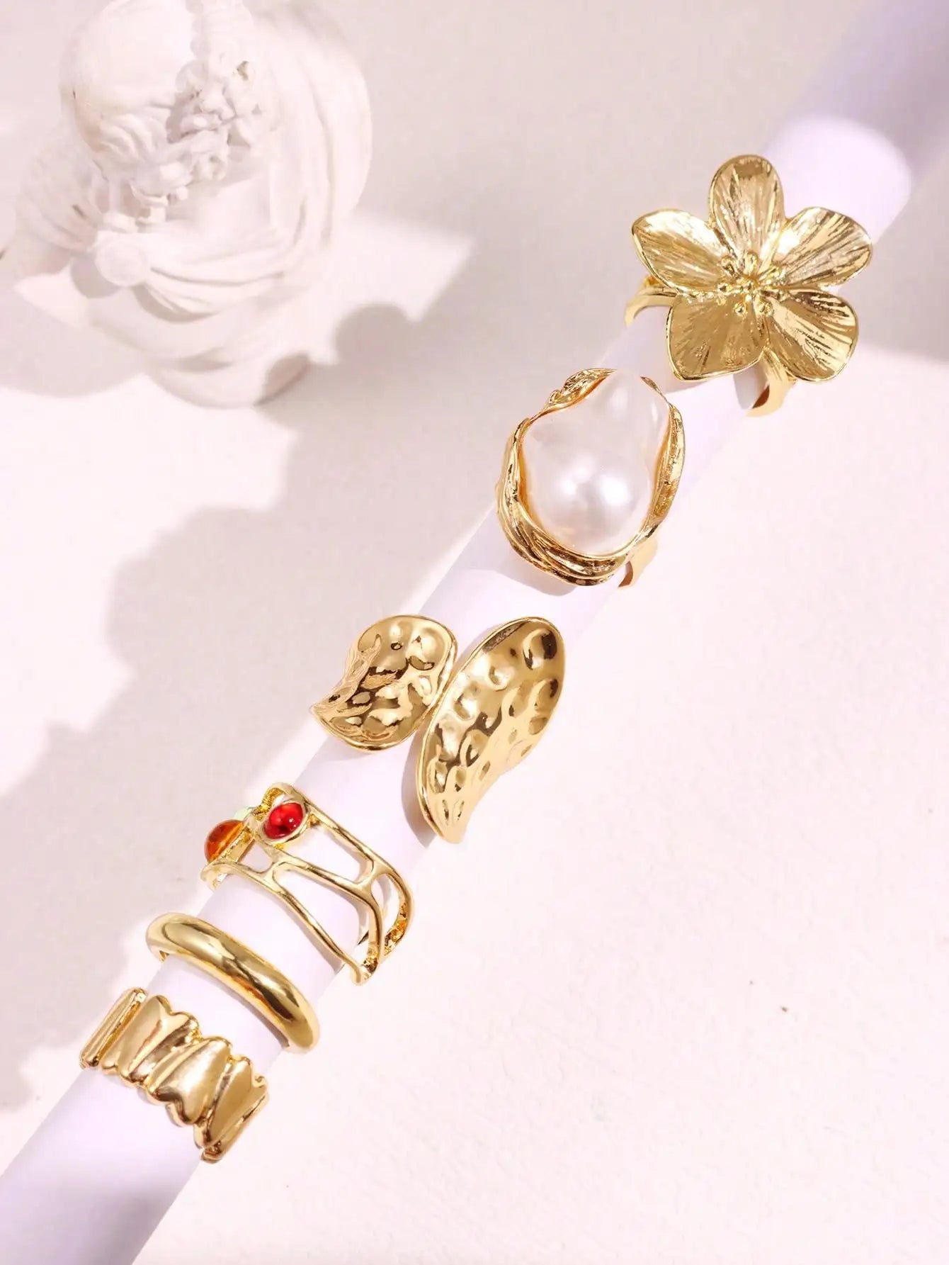 6-Piece Punk Vintage Metal Finger Rings Set