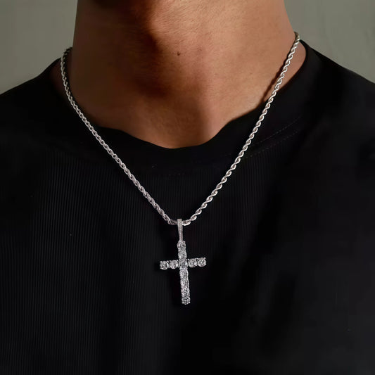 Iced Out Zircon Cross Pendant Necklace