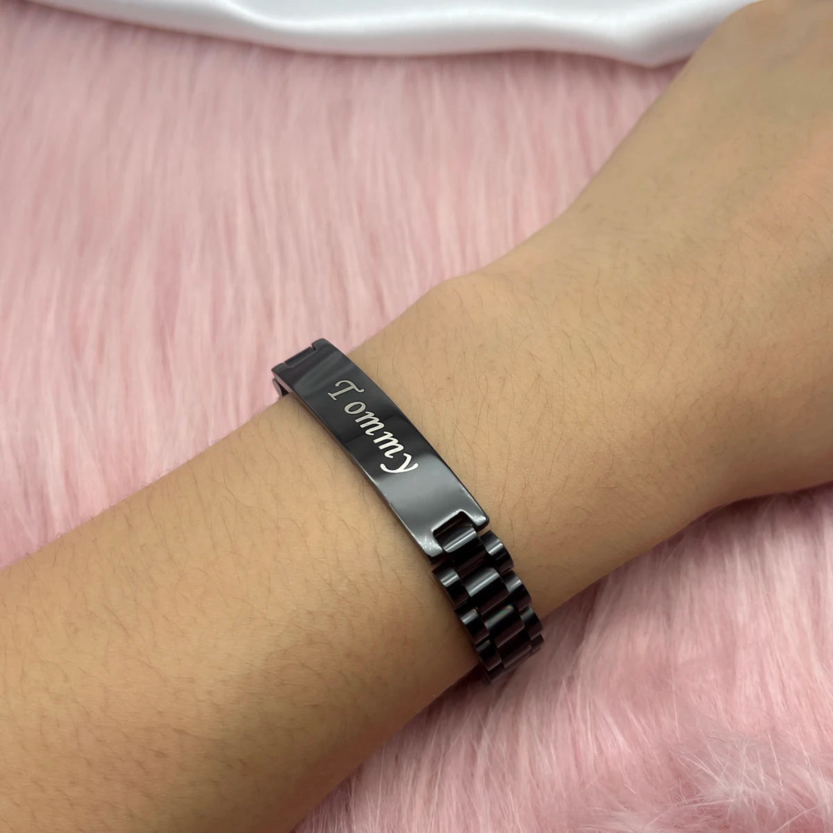 Custom Stainless Steel Name Bangle & Cufflinks Set