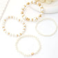 4pcs Simple White Faux Pearl Beaded Heart Bracelet Set