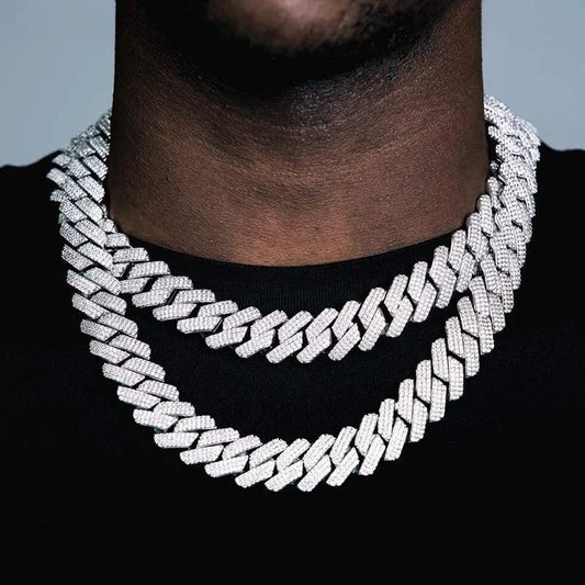 Iced Out CZ Stone Hip Hop Micro Pave Cuban Link Chain Necklace