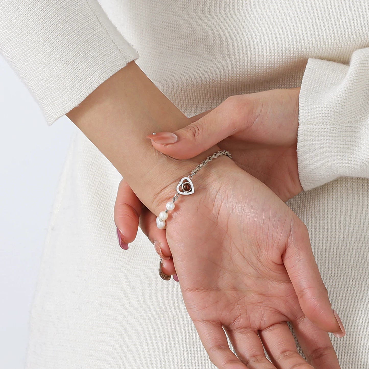 Handmade Pearl Projection Bracelet Custom Photo Luxury