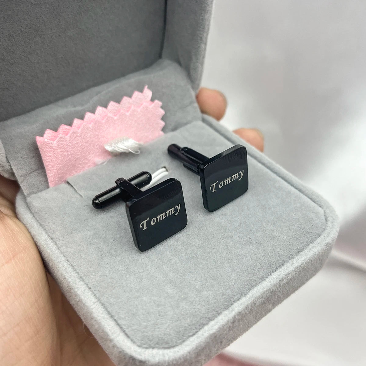 Custom Stainless Steel Name Bangle & Cufflinks Set