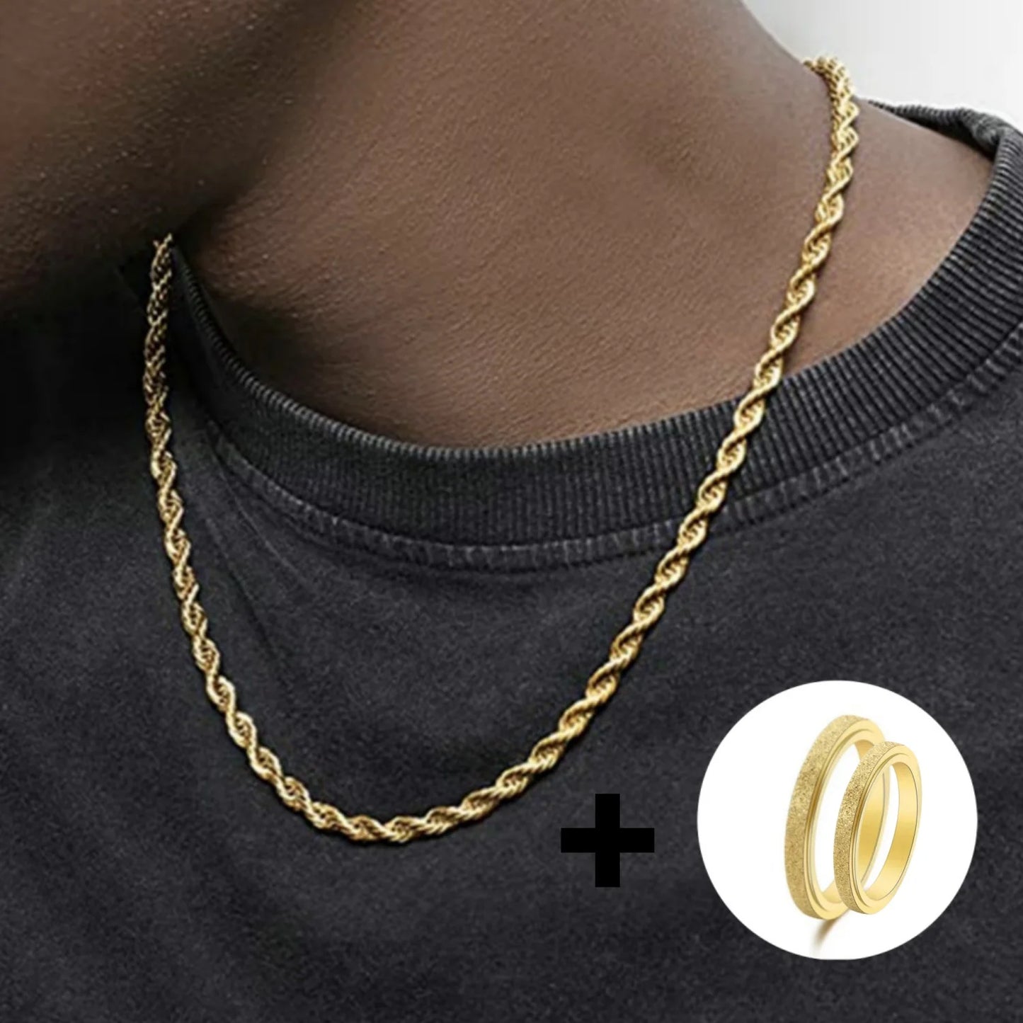 Stainless Steel Chain Necklace with Versatile Ring Accessory