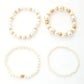 4pcs Simple White Faux Pearl Beaded Heart Bracelet Set