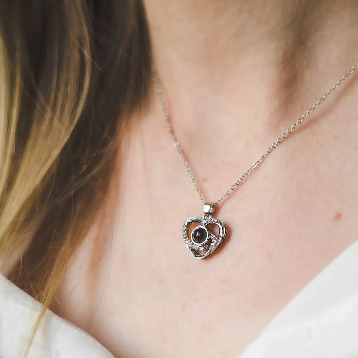 Personalized Heart Projection Necklace Custom Photo Memorial Jewelry Gift