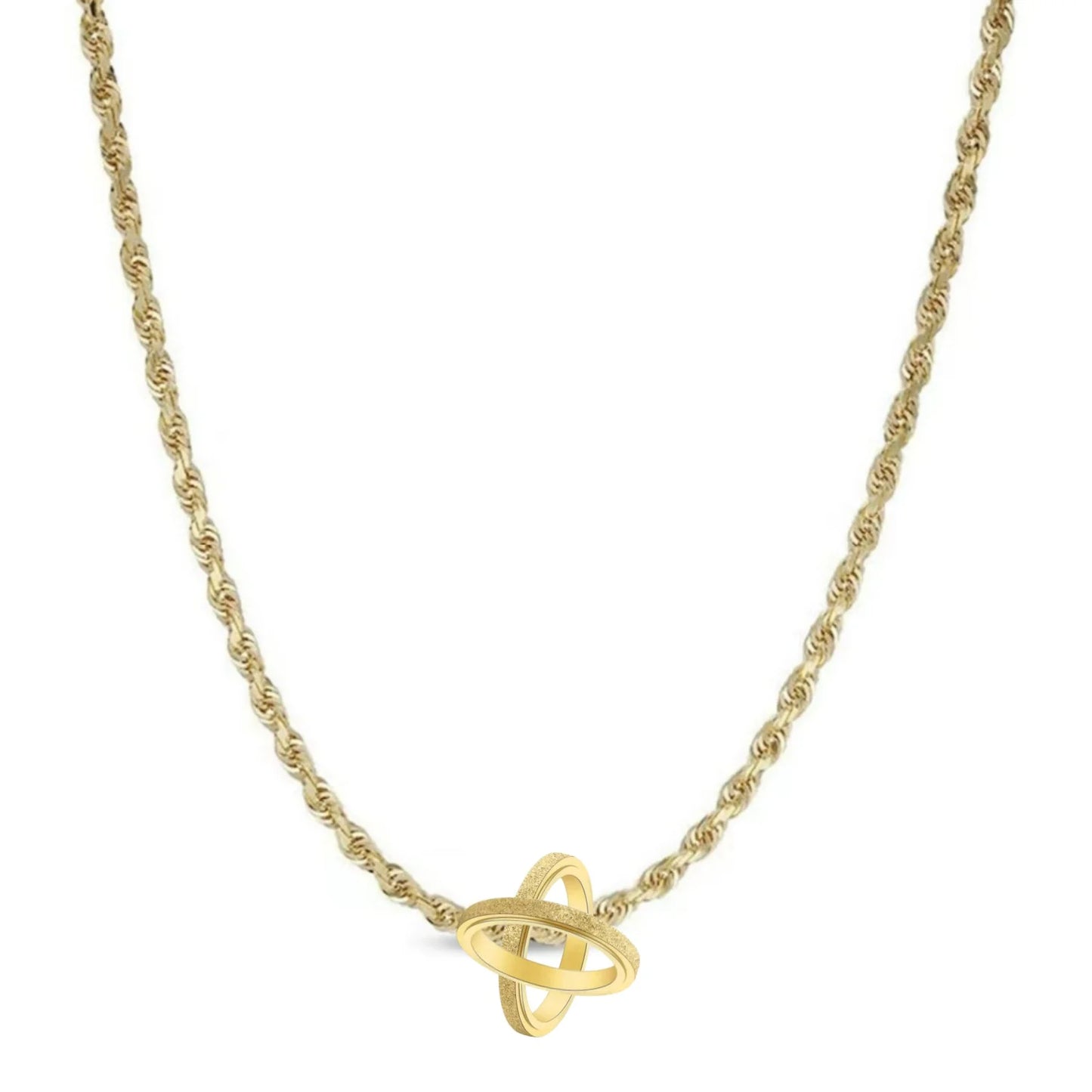 Stainless Steel Chain Necklace with Versatile Ring Accessory